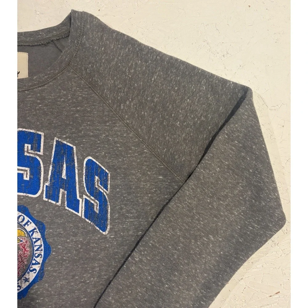Pressbox Kansas Jayhawks Crewneck Sweatshirt Womens Large Gray Pullover Football